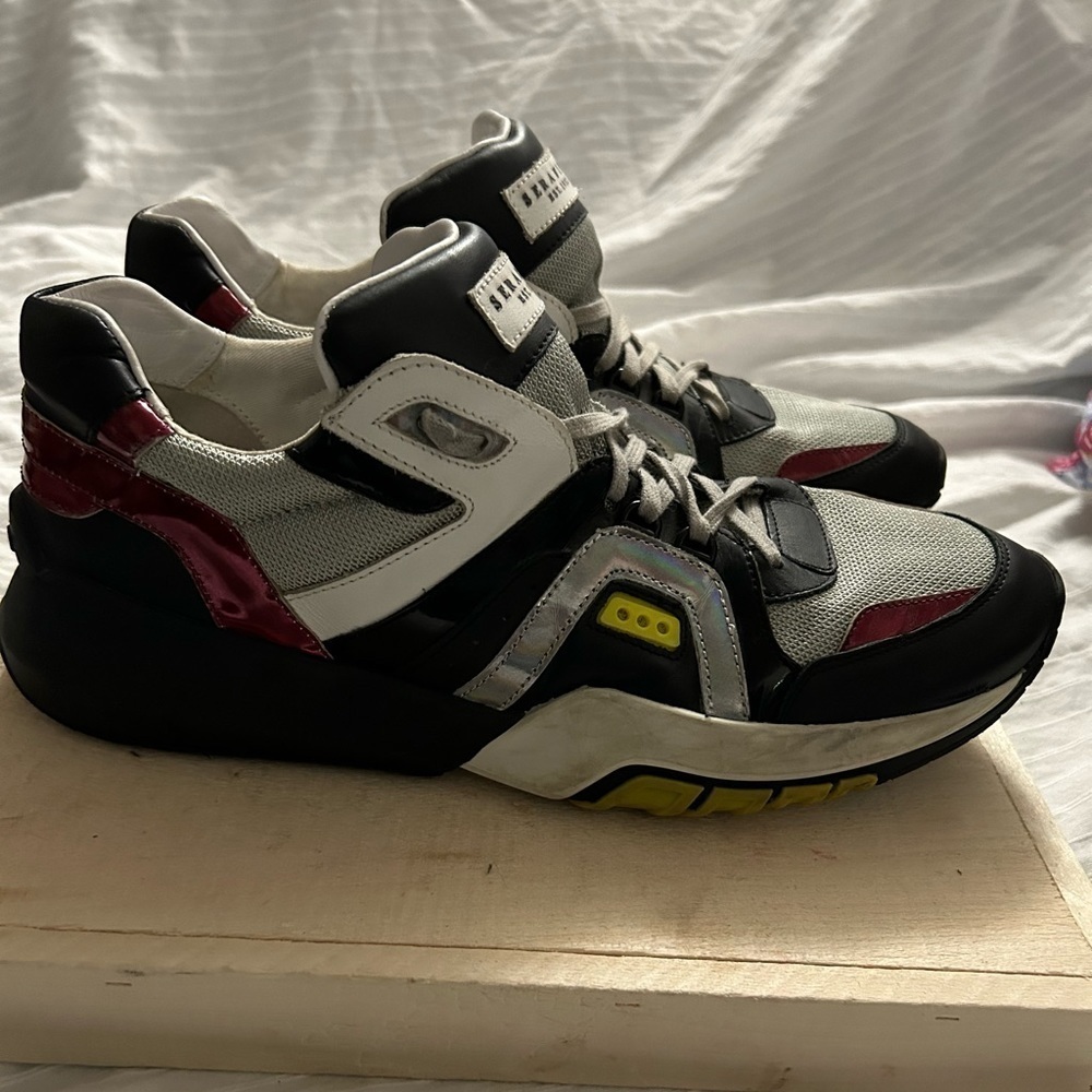 Serafini Italian fashion sneakers shoes US black Red Gray Size US 11 Eur 45 RARE